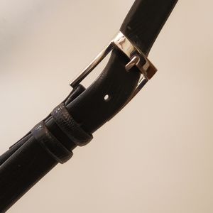 Italian Leather Silver Toned Buckle Belt